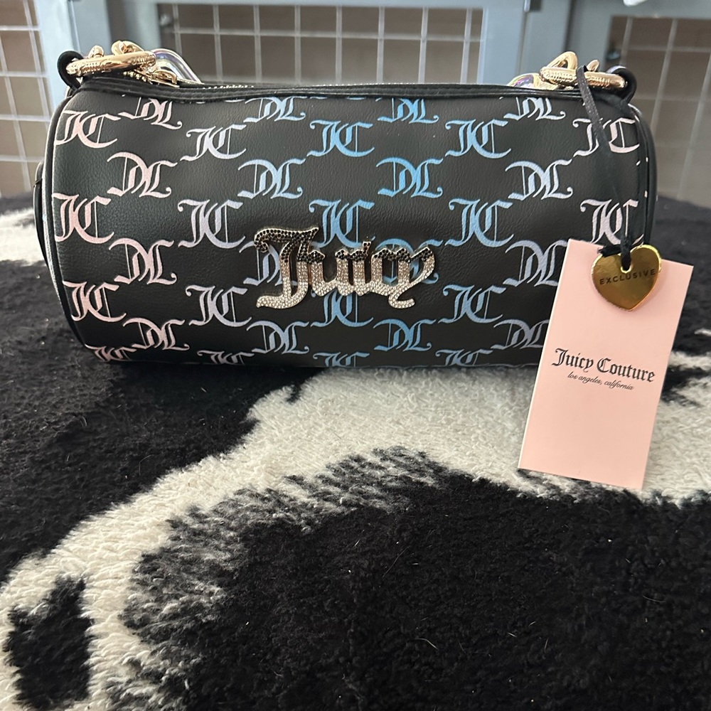 Juicy Couture Black and Blue Logo  Bag